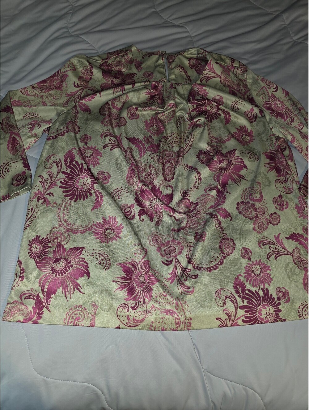 BLAIR VTG medium   keyhole back floral blouse tans deep colors Brown Tan